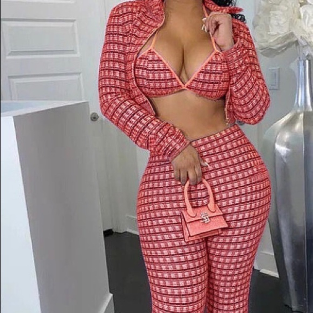 Sexy three piece red and pink women outfit